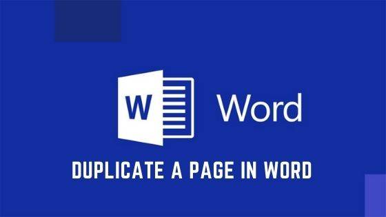 duplicate page in word